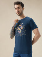 Men's Typography Print Round Neck Half Sleeve Regular Fit T-Shirt