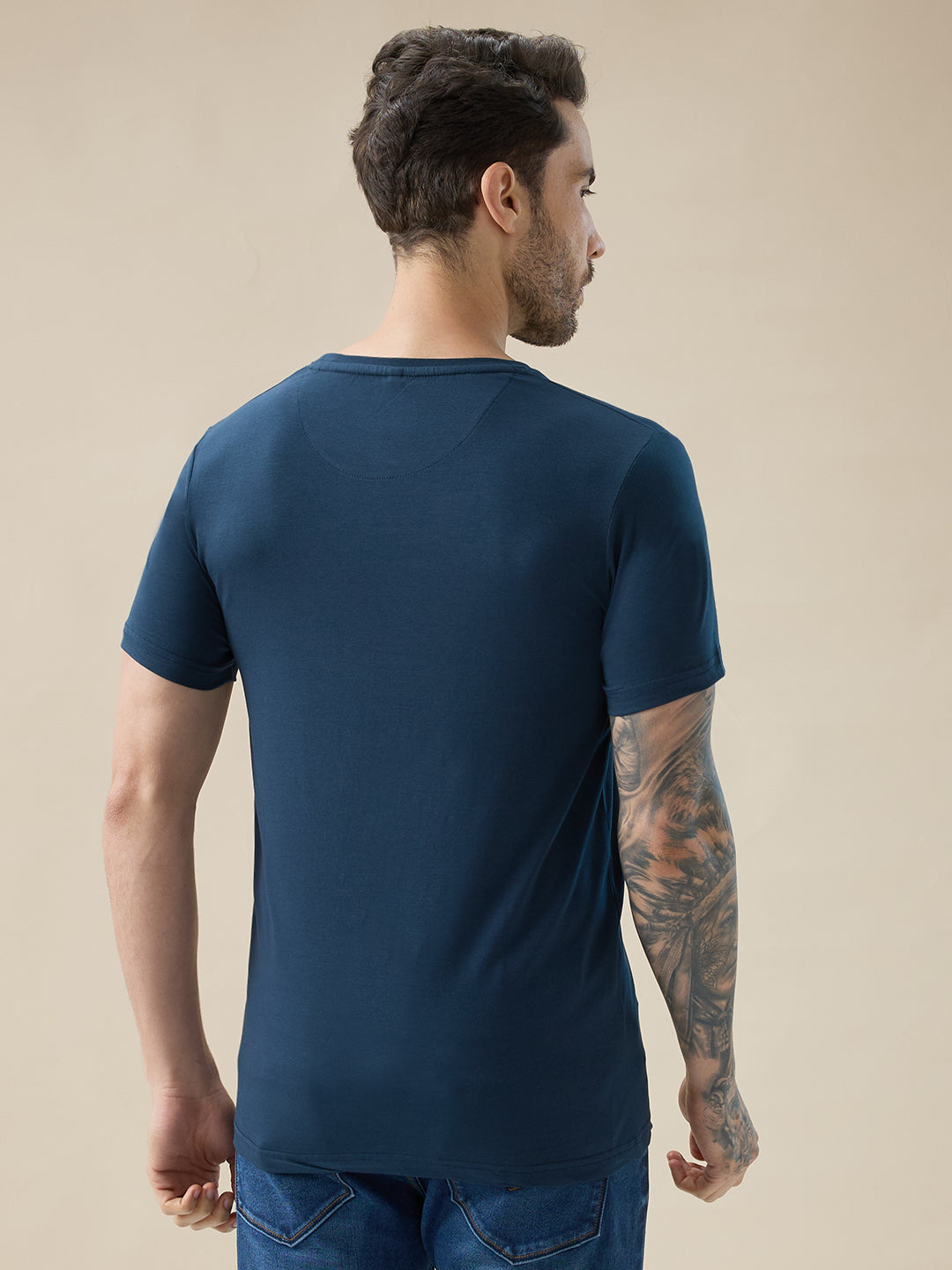Men's Typography Print Round Neck Half Sleeve Regular Fit T-Shirt