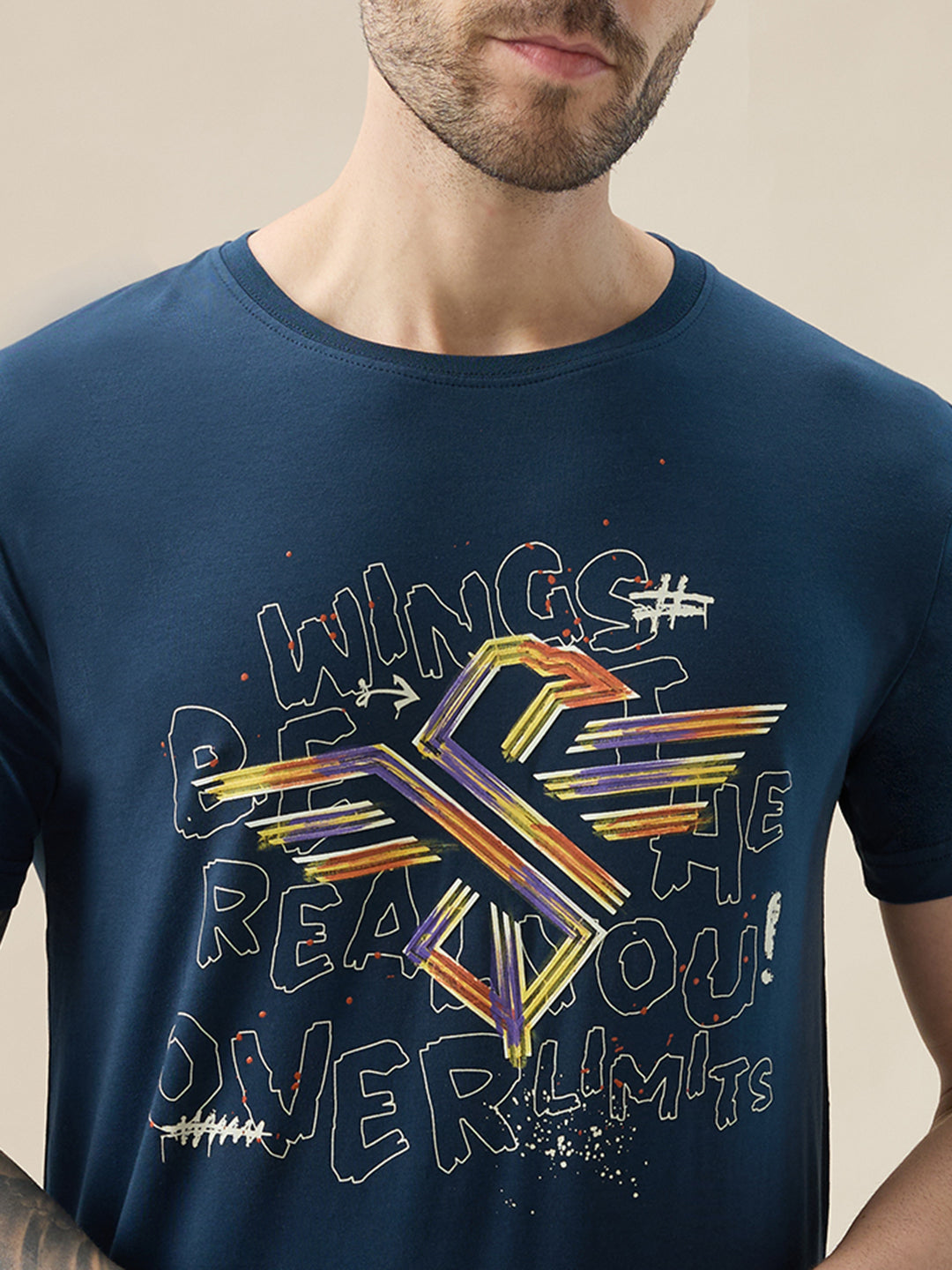 Men's Typography Print Round Neck Half Sleeve Regular Fit T-Shirt