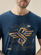 Men's Typography Print Round Neck Half Sleeve Regular Fit T-Shirt