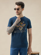 Men's Typography Print Round Neck Half Sleeve Regular Fit T-Shirt