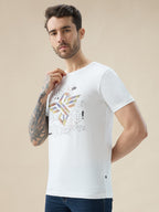 Men's Typography Print Round Neck Half Sleeve Regular Fit T-Shirt