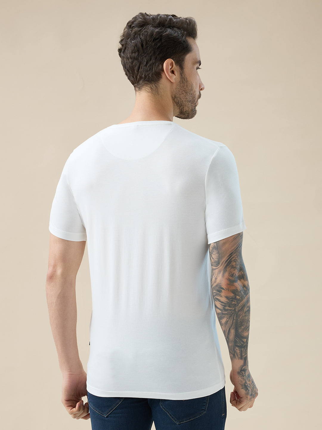 Men's Typography Print Round Neck Half Sleeve Regular Fit T-Shirt