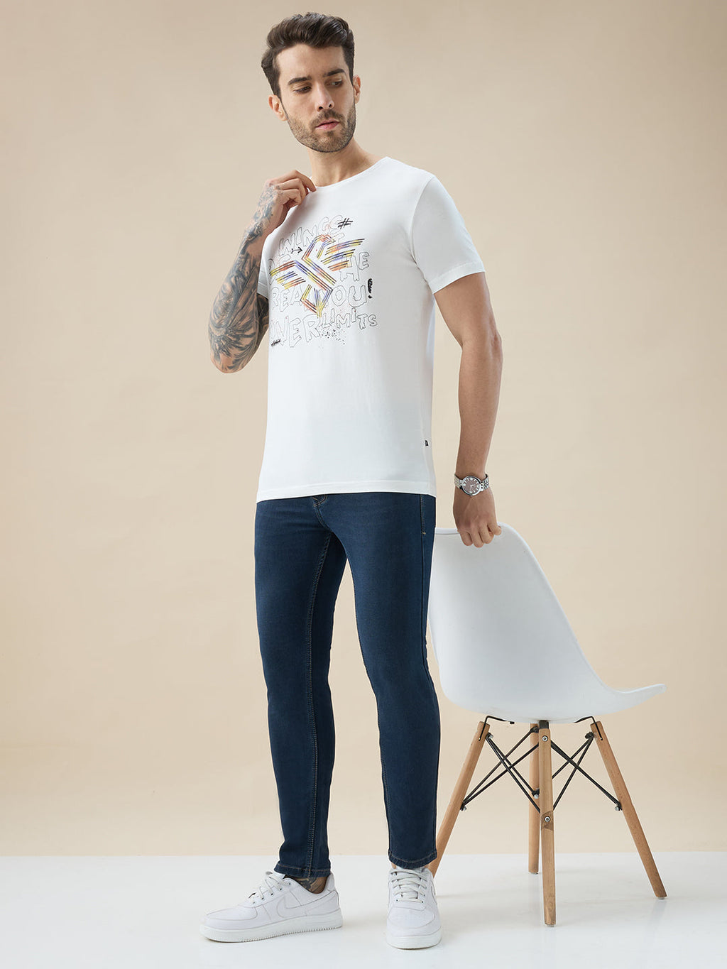 Men's Typography Print Round Neck Half Sleeve Regular Fit T-Shirt