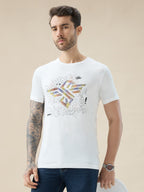 Men's Typography Print Round Neck Half Sleeve Regular Fit T-Shirt