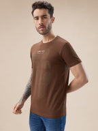 Men's Front Typography Print Half Sleeves Round Neck T-Shirt