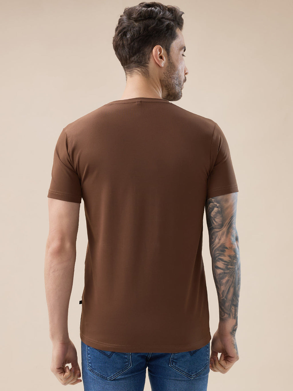 Men's Front Typography Print Half Sleeves Round Neck T-Shirt