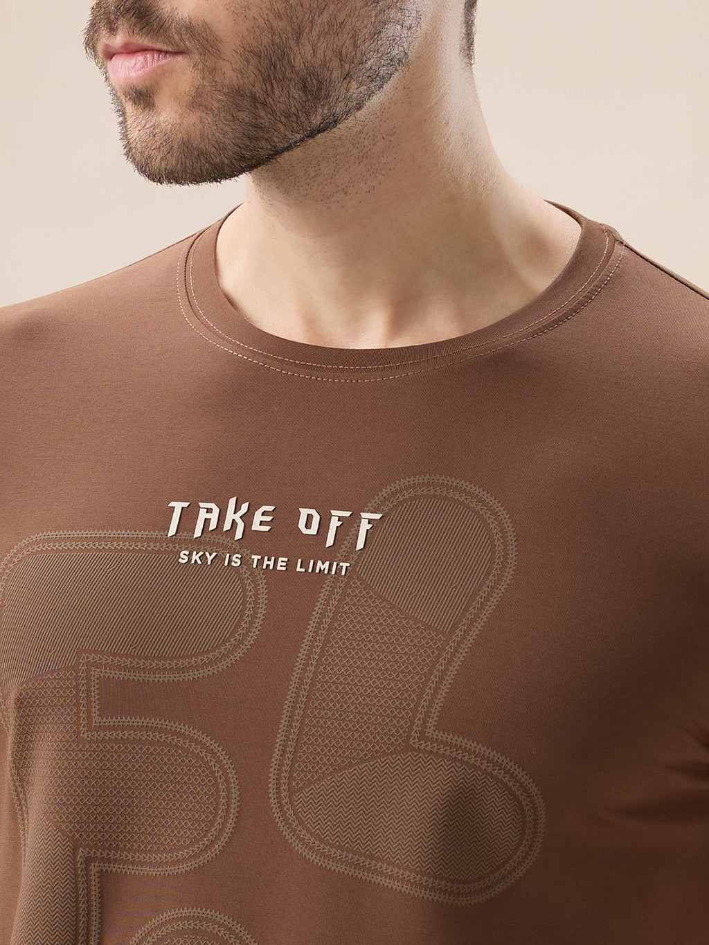 Men's Front Typography Print Half Sleeves Round Neck T-Shirt