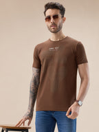 Men's Front Typography Print Half Sleeves Round Neck T-Shirt