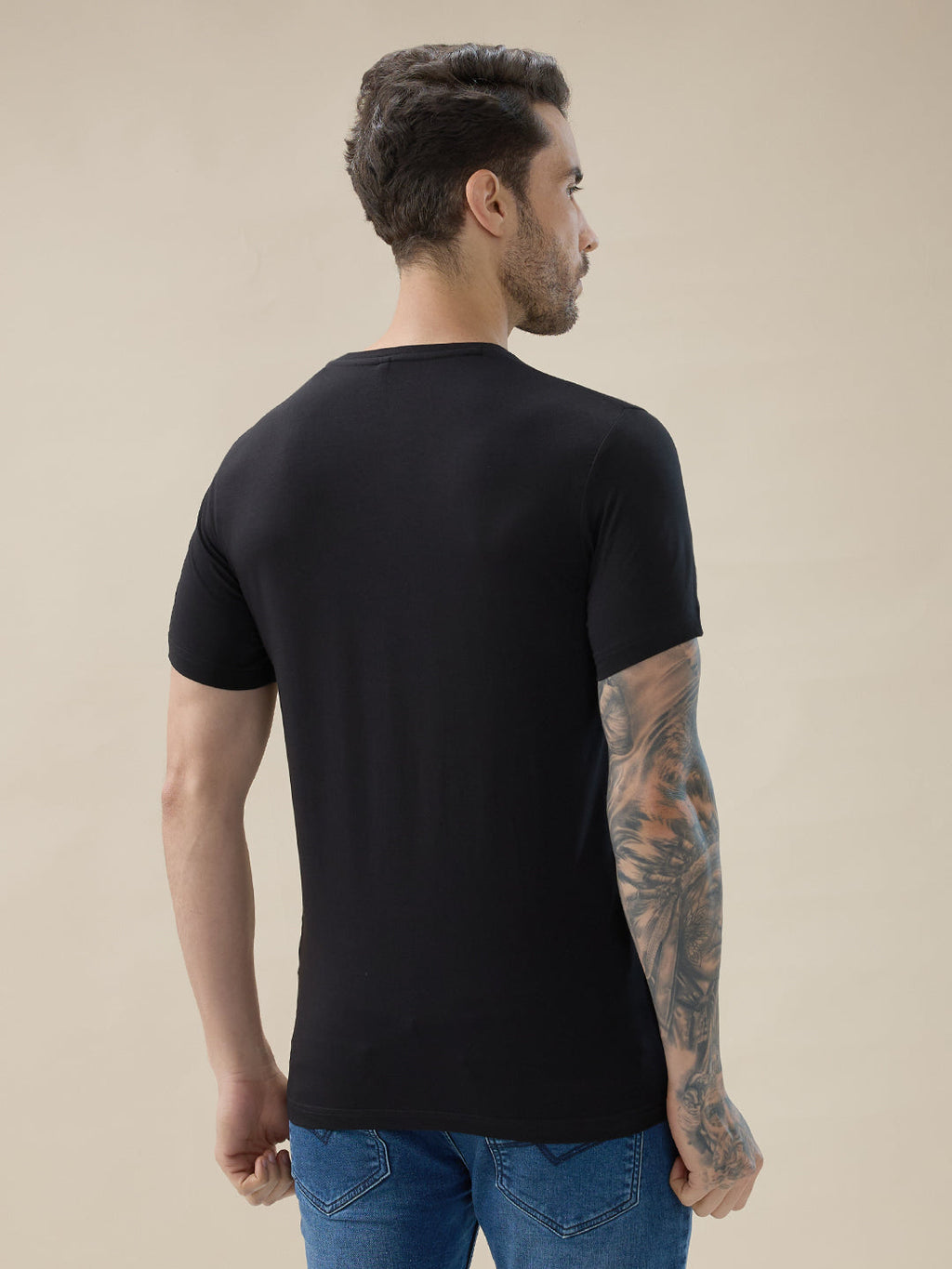 Men's Graphic Print Round Neck Half Sleeve Regular Fit T-Shirt