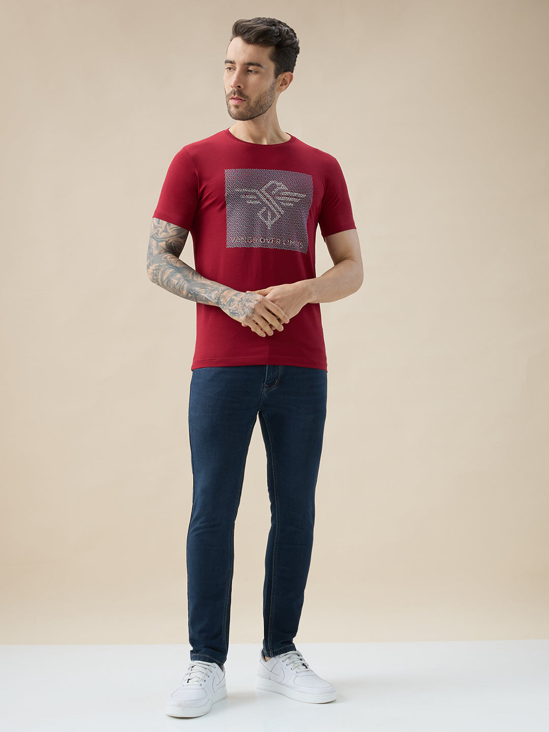 Men's Graphic Print Round Neck Half Sleeve Regular Fit T-Shirt