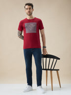 Men's Graphic Print Round Neck Half Sleeve Regular Fit T-Shirt