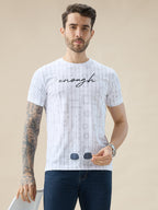 Men's All Over Typography Print Round Neck Half Sleeve Regular Fit T-Shirt