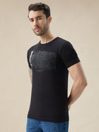 Men's Chest Graphic Print Round Neck Half Sleeve Regular Fit T-Shirt