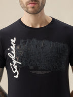 Men's Chest Graphic Print Round Neck Half Sleeve Regular Fit T-Shirt