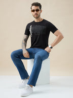 Men's Chest Graphic Print Round Neck Half Sleeve Regular Fit T-Shirt