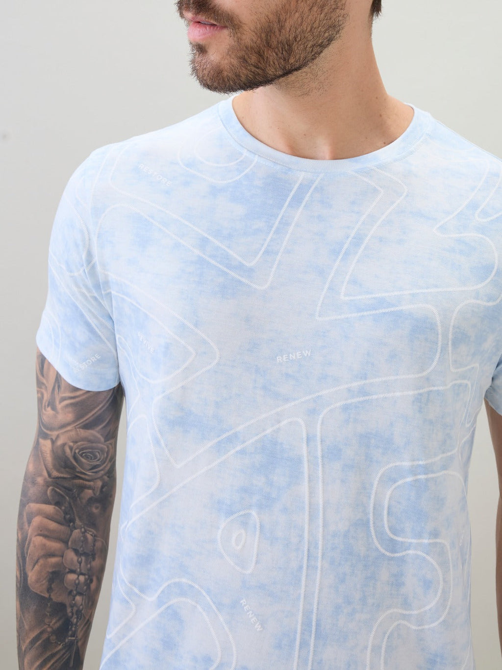 Men's Abstract Printed Round Neck Half Sleeves Regular Fit T-Shirt