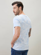 Men's Abstract Printed Round Neck Half Sleeves Regular Fit T-Shirt