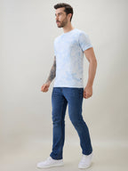 Men's Abstract Printed Round Neck Half Sleeves Regular Fit T-Shirt