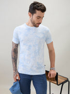 Men's Abstract Printed Round Neck Half Sleeves Regular Fit T-Shirt