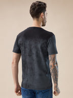 Mens Textured Graphic Print Round Neck Regular Fit T-Shirt