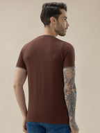 Mens Geometric Textured Round Neck Half Sleeve Regular Fit T-Shirt