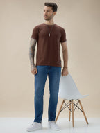Mens Geometric Textured Round Neck Half Sleeve Regular Fit T-Shirt