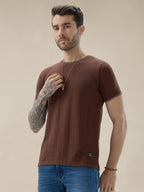 Mens Geometric Textured Round Neck Half Sleeve Regular Fit T-Shirt