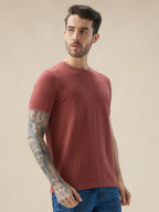 Mens Geometric Textured Round Neck Half Sleeve Regular Fit T-Shirt