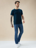 Mens Geometric Textured Round Neck Half Sleeve Regular Fit T-Shirt