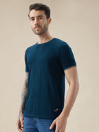 Mens Geometric Textured Round Neck Half Sleeve Regular Fit T-Shirt