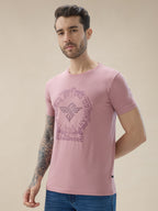 Men's Chest Graphic Print Round Neck Half Sleeve Regular Fit T-Shirt