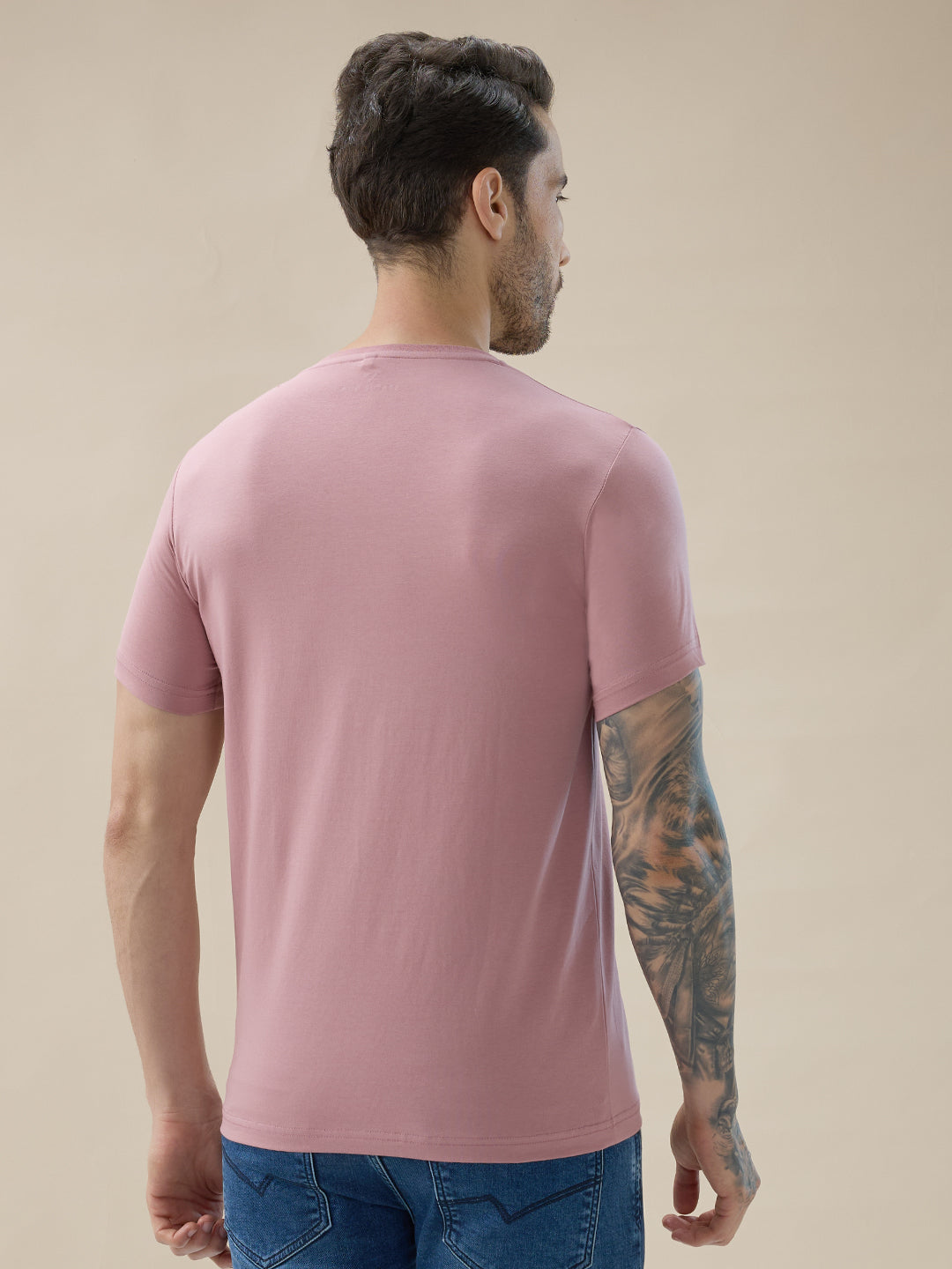 Men's Chest Graphic Print Round Neck Half Sleeve Regular Fit T-Shirt