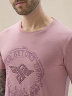 Men's Chest Graphic Print Round Neck Half Sleeve Regular Fit T-Shirt
