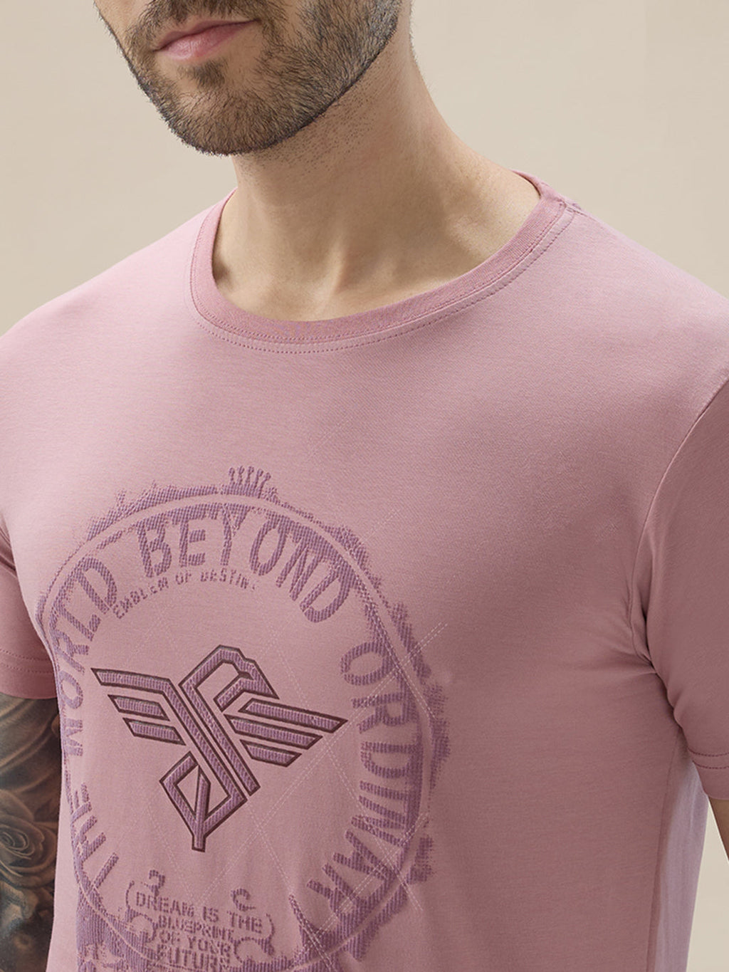 Men's Chest Graphic Print Round Neck Half Sleeve Regular Fit T-Shirt