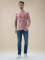 Men's Chest Graphic Print Round Neck Half Sleeve Regular Fit T-Shirt