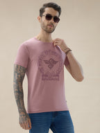 Men's Chest Graphic Print Round Neck Half Sleeve Regular Fit T-Shirt