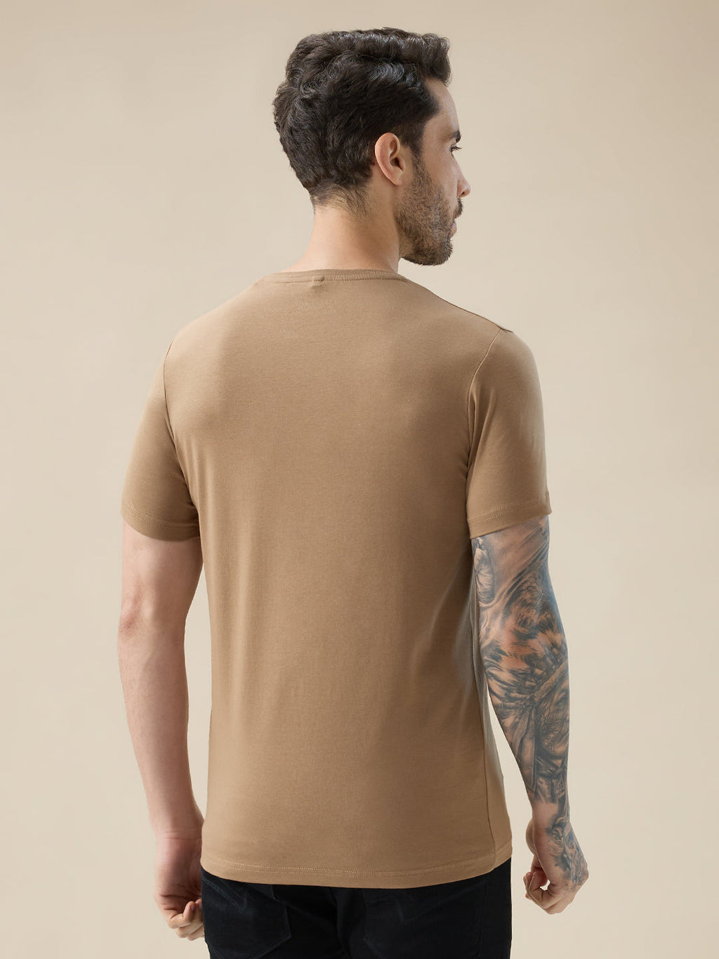 Men's Chest Typography Print Round Neck Half Sleeve Regular Fit T-Shirt