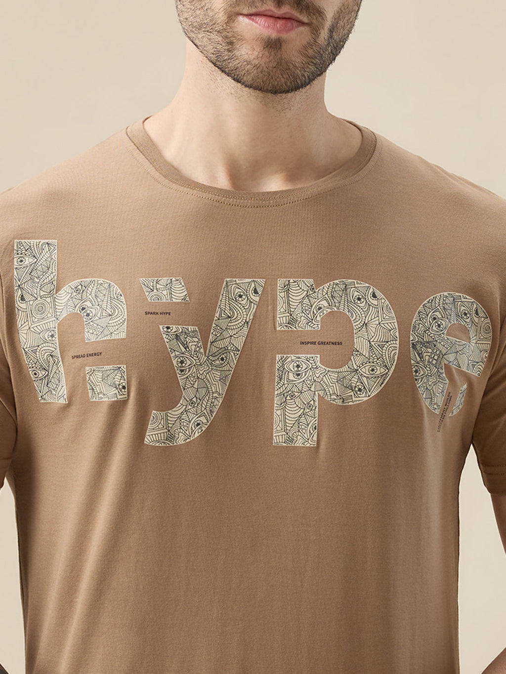 Men's Chest Typography Print Round Neck Half Sleeve Regular Fit T-Shirt