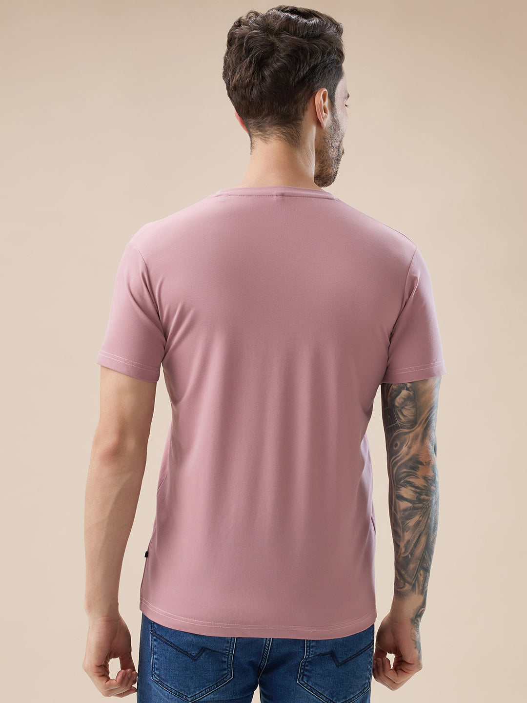 Men's Chest Typography Print Round Neck Half Sleeve Regular Fit T-Shirt
