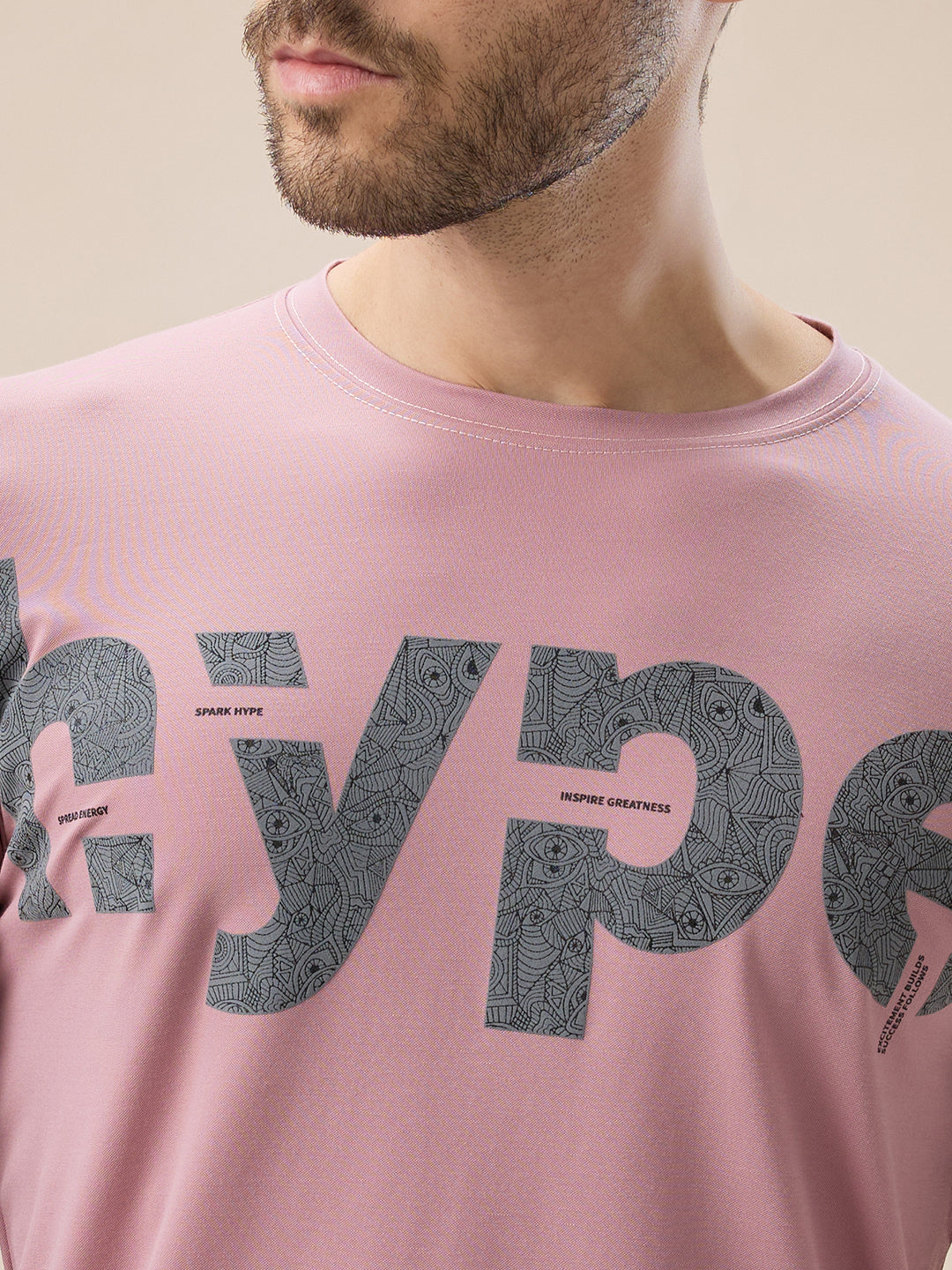 Men's Chest Typography Print Round Neck Half Sleeve Regular Fit T-Shirt