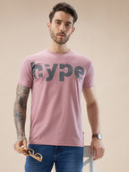 Men's Chest Typography Print Round Neck Half Sleeve Regular Fit T-Shirt