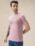 Men's Chest Typography Print Round Neck Half Sleeve Regular Fit T-Shirt