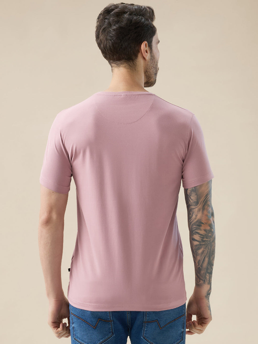 Men's Chest Typography Print Round Neck Half Sleeve Regular Fit T-Shirt