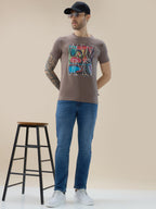 Men's Chest Graphic Print Round Neck Half Sleeve Regular Fit T-Shirt