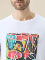 Men's Chest Graphic Print Round Neck Half Sleeve Regular Fit T-Shirt
