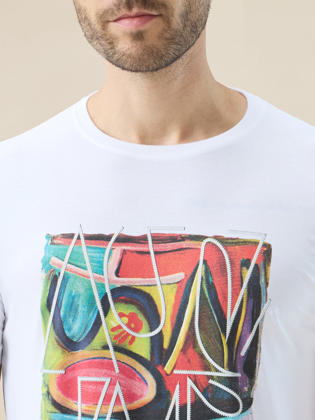 Men's Chest Graphic Print Round Neck Half Sleeve Regular Fit T-Shirt