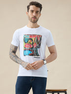 Men's Chest Graphic Print Round Neck Half Sleeve Regular Fit T-Shirt