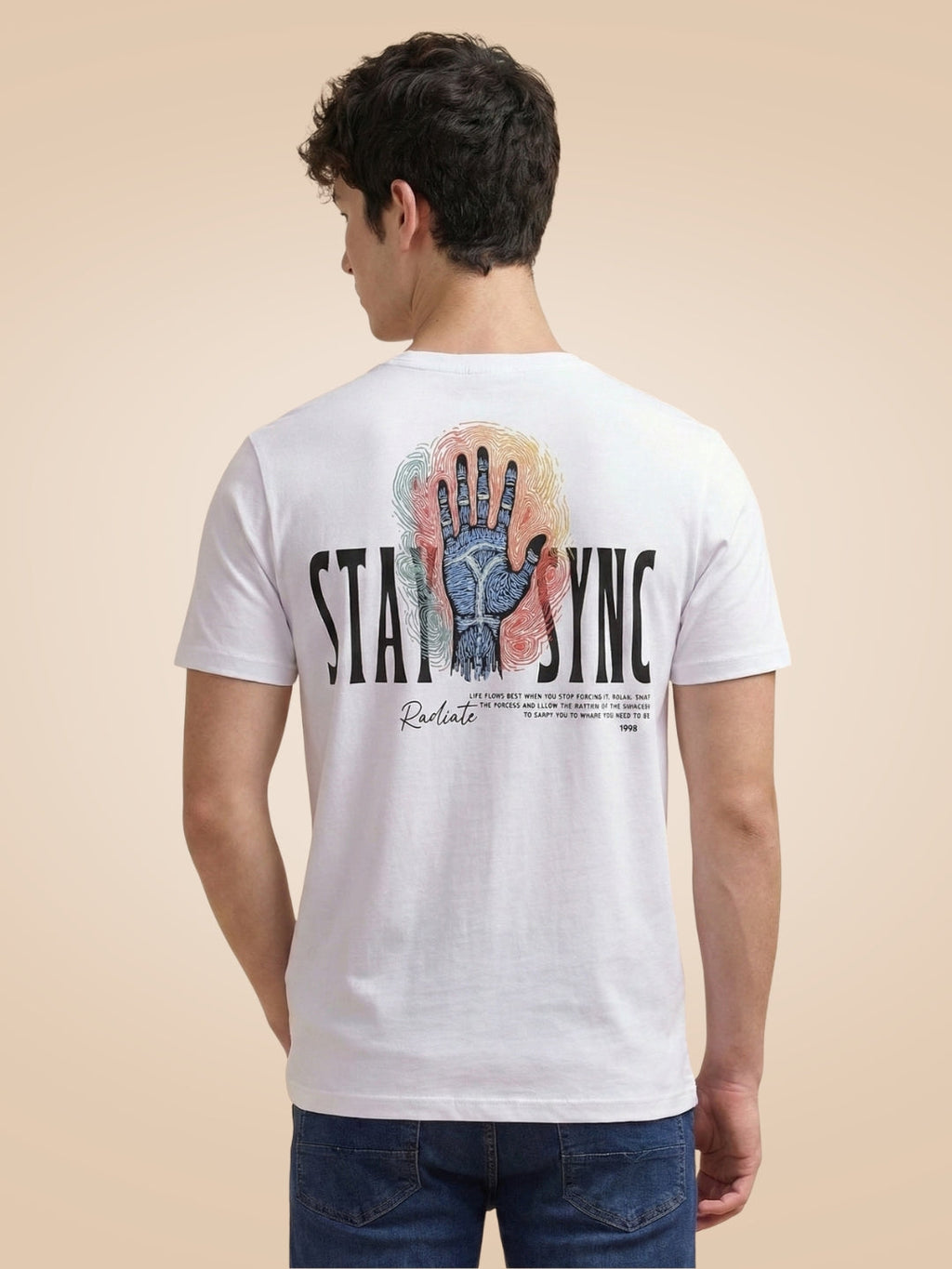 Men's Graphic Typography Print Round Neck Half Sleeves T-Shirt