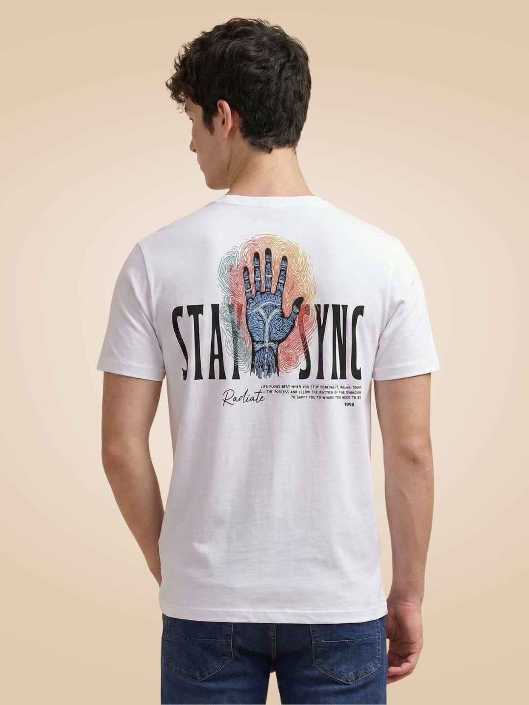 Men's Graphic Typography Print Round Neck Half Sleeves T-Shirt
